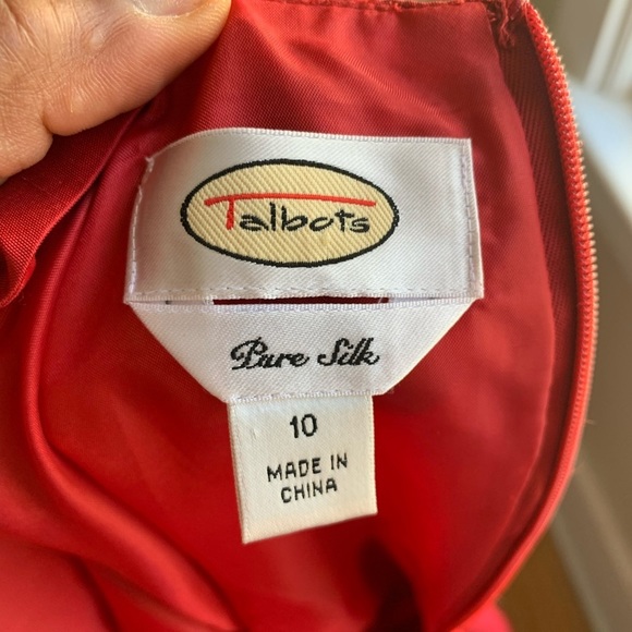Talbots red silk belted dress 10 - Picture 7 of 11